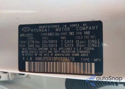 2023 Hyundai Tucson Hybrid Sel Convenience from USA, damaged, VIN KM8JFCA18PU128478